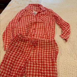 NWT Papinelle Red and White Checkered Pajama Set